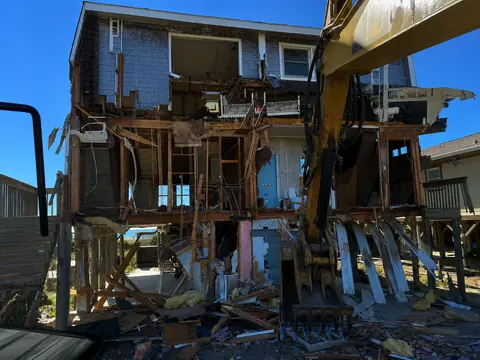 Two-story coastal home taken down to the pilings — Coastal Clearing & Debris, Brunswick County NC